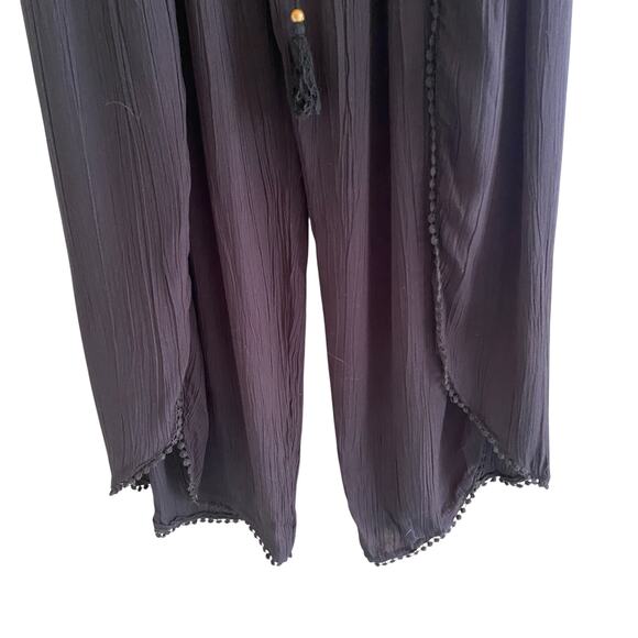 Angie Gauzy Black Pants Tassel Pull-On WhimsiGoth Forest Fairy Grunge Boho M L - Picture 7 of 12